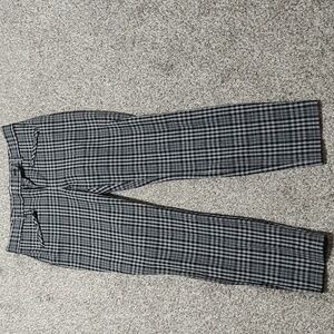 Gray Plaid Skinny Ankle Pants